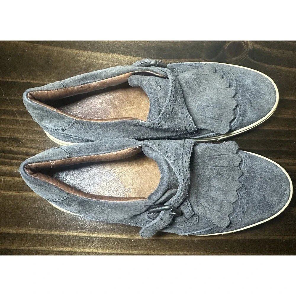 FRYE Women's Gemma Kiltie Smoke Gray Suede Slip On Sneaker Shoes US‎ 7.5